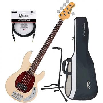 Custom Sterling by Music Man RAY35CA 5-String Electric Bass Guitar Vintage Cream w/ Gig Bag, Stand, and Cab