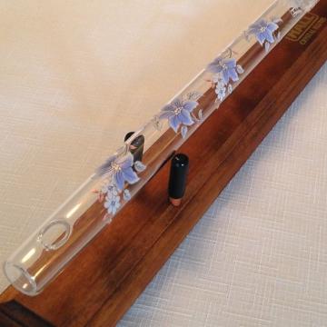 Custom Hall Crystal Flute in &quot;D&quot;, RARE Blue Clematis