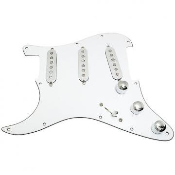 Custom Loaded LEFT HANDED Strat Pickguard, Fender Deluxe Drive, White/Chrome