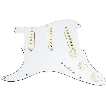 Custom Loaded LEFT HANDED Strat Pickguard, Fender Deluxe Drive, White/Aged White