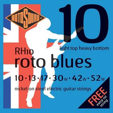 Custom Rotosound RH10 Nickel Light Top/Heavy Bottom Electric Guitar Strings 10-52