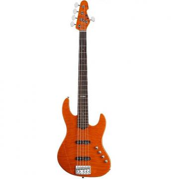 Custom ESP E-II J-5 5 String Electric Bass Guitar, Amber w/Gator TSA Case