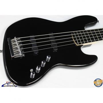 Custom Squier Deluxe Jazz Bass Active V 5-String Bass, Black, NEW #23750