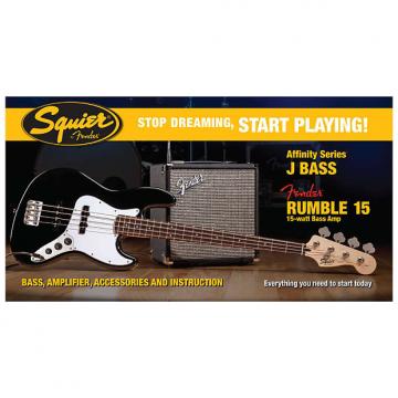 Custom Fender Squier Stop Dreaming, Start Playing Affinity Jazz Bass With Rumble 15 Amp, Black