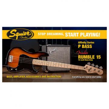 Custom Fender Squier Affinity Precision Bass with Rumble 15 Amp, Brown Sunburst