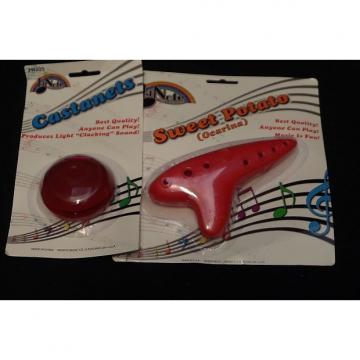 Custom First Note Sweet Potato Ocarina &amp; Castanets FN152/FN205 Red Bundle*