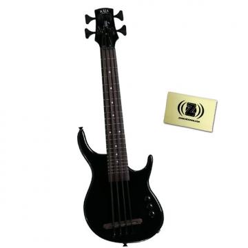 Custom Kala UBASS-SUB4FS-SBK U-Bass, Solid Body, 4 String, Fretted Gloss Black Ukulele with Polishing Cloth