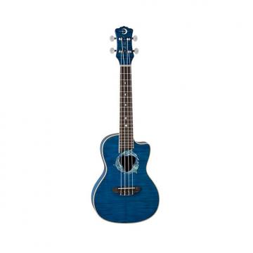 Custom Luna Guitars Dolphin Concert Ukulele Trans-Blue Flame Maple 4-String Acoustic-Electric Ukulele w/ Gi