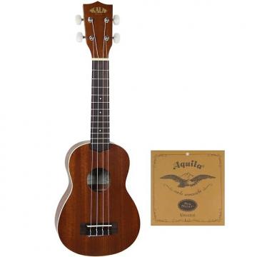 Custom KALA Soprano Ukulele KA-S Satin Mahogany Kit w Aquila Soprano Uke Strings AQ-S