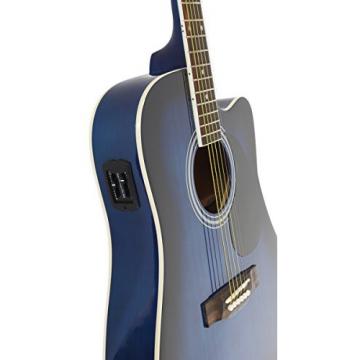 Blue Full Size Thinline Acoustic Electric Guitar with Free Gig Bag Case &amp; Picks