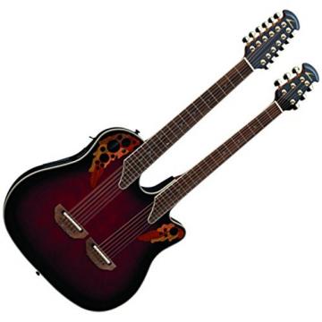 Ovation CSE225-RRB Double Neck Celebrity Ruby Red Acoustic Guitar w/Case and Tuner