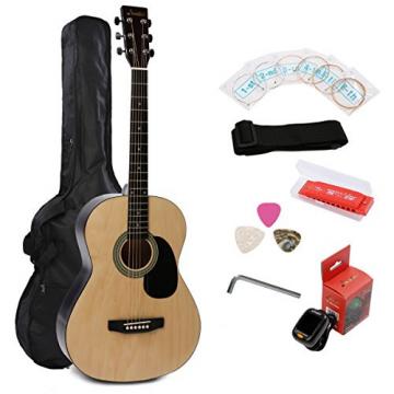 IMusic 39&quot; Inch Gloss Natural Acoustic Guitar Starter Kit Beginner Package
