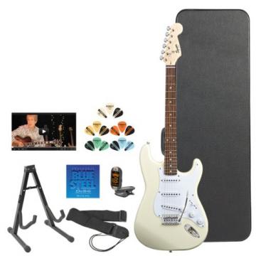 Squier martin acoustic guitar strings by martin d45 Fender martin guitar strings Arctic martin guitar accessories White martin guitar case Electric Guitar w/ Stand, Strap, Strings, Tuner, Pick Sampler, Hard Case &amp; Online Lesson