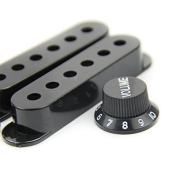 SODIAL(R) Fender Stratocaster Pickup Covers 50 or 52 mm Pole to Pole Knobs Tips (Black)