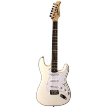 Silvertone SS15 WHT Solid-Body Electric Guitar, Gloss White