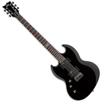 ESP LVIPER200BBLKLH Solid-Body Electric Left Handed Guitar, Black Baritone