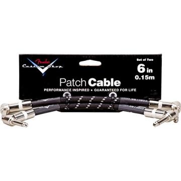Fender 6&quot; Custom Shop Guitar Patch Cable (2-pack) - Black Tweed, Dual Angled