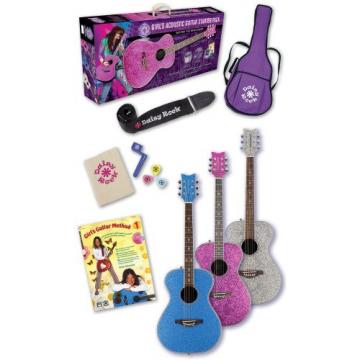 Daisy Rock Pixie Acoustic Pink Sparkle Left Handed Starter Guitar Pack