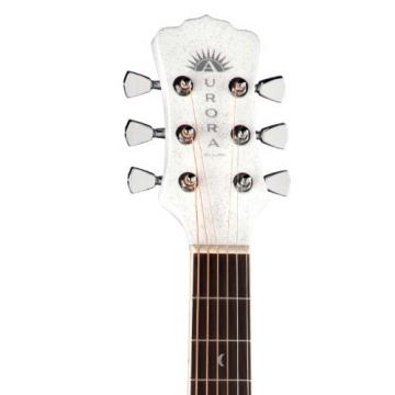 Luna Guitars GRPN-AR-BOR-WHT-KIT Aurora Borealis White Pearl Sparkle 3/4 Size Guitar Bundle with Online Lesson