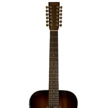 Sigma Guitars Mahogany Dreadnought 12-String Acoustic-Electric Guitar with ChromaCast Hard Case &amp; Accessories, Shadowburst