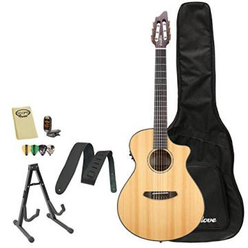 Breedlove PURSUIT-NY Pursuit Nylon Acoustic-Electric Guitar with Strap, Stand, Picks, Tuner, Cloth and Gig Bag