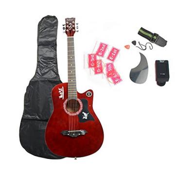 Dakesi DK-38C Basswood Guitar for Beginner Guitar Lover Gift with Bag Accessories Pack (Coffee)