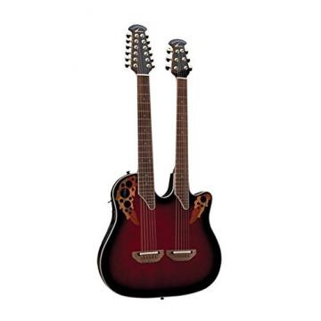 Ovation CSE225-RRB Ruby Red Burst Celebrity Doubleneck Acoustic-Electric Guitar With guitarVault Accessory Pack