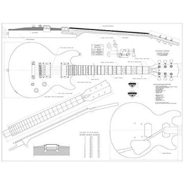 Set of 4 Gibson Electric Guitar Plans - CS-356, Les Paul, Les Paul Double cutaway, and Firebird Studio - Full Scale - Actual Size- Making Guitar or Framing BUY ONLY FROM SPIRIT FLUTES -