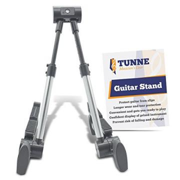Tunne Guitar Stand for Acoustic, Electric or Bass Keeps Your Instrument Safe and Secure (Silver)