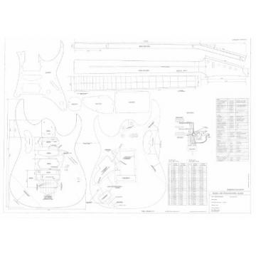 Ibanez Electric Guitar Plans - Full Scale technical design drawings - Jem 777- Actual Size Plans