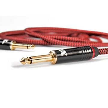Red Dragon Guitar Cable - Sturdy and Ultra Flexible Instrument Cable For Electric and Bass Guitar Players, Super Noiseless. Used by Amateurs and Pros Alike - Gold Plugs - 20 Feet Straight-Rectangular