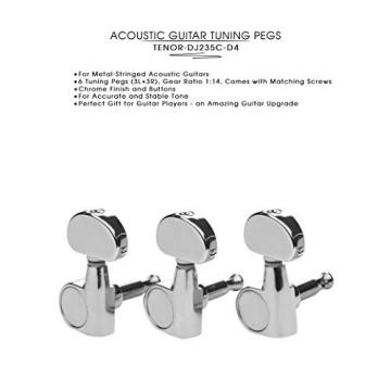 DJ235C-D4 TENOR Acoustic Guitar Tuners, Tuning Key Pegs/Machine Heads for Acoustic Guitar with Chrome Plated Finish and Chrome Plated Buttons.