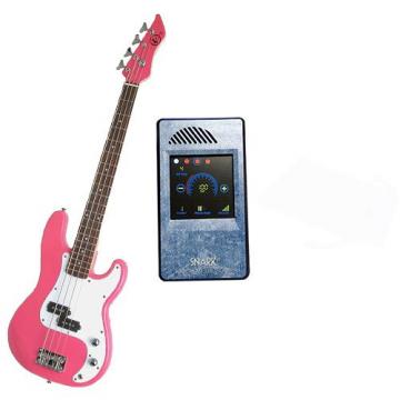 It's All About the Bass Pack-Pink Kay Electric Bass Guitar Medium Scale w/Snark Touch Screen Metronome (Light Blue)