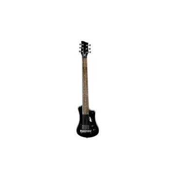 Hofner Shorty Guitar - Black Shorty Full Sized Neck Travel Electric Guitar w/ Gigbag