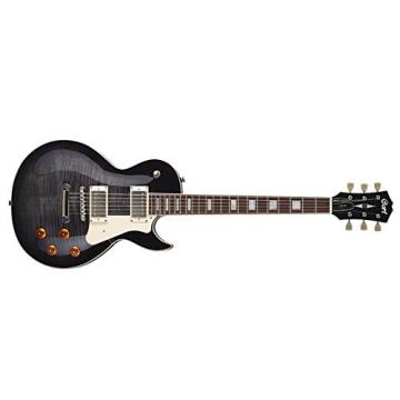 Cort CR250TBK Classic Rock Series Electric Guitar Arched Flamed Maple Top, Trans Black