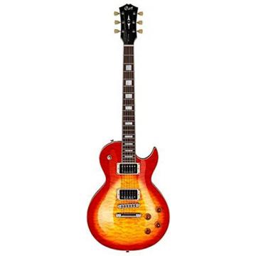 Cort CR-CUSTOMCRS Classic Rock Series Single Cutaway Electric Guitar Quilted Maple Top, Cherry Red Sunburst