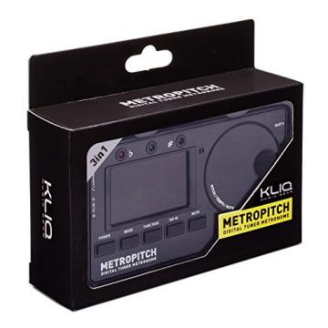 KLIQ MetroPitch - Metronome Tuner for All Instruments - with Guitar, Bass, Violin, Ukulele, and Chromatic Tuning Modes - Tone Generator - Carrying Pouch Included, Black