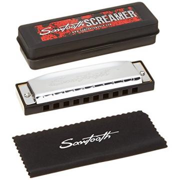 Sawtooth ST-HARP-SCREAM-F Screamer Chrome Plated Harmonica, Key of F with Case and Cloth