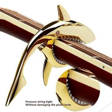 Guitar Capo Shark Zinc Alloy Spring Capo for Acoustic and Electric Guitar with Good Hand Feeling (Gold)