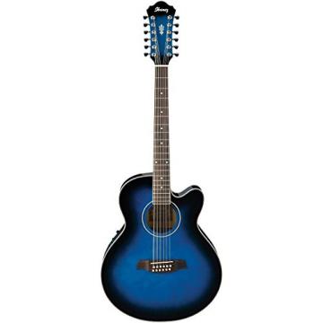 Ibanez AEL152ETBS 12-String Cutaway Acoustic-Electric Guitar Transparent Blue Sunburst