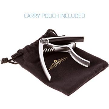 Nordic Essentials Guitar Capo Deluxe with Carrying Pouch - Classy Matte Silver