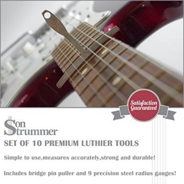 Son Strummer Set of 10 Premium Luthier Tools - Understring Radius Gauge Kit For Guitar and Bass with Peg Puller - Fast Accurate Setup and Bridge Saddle Adjustment