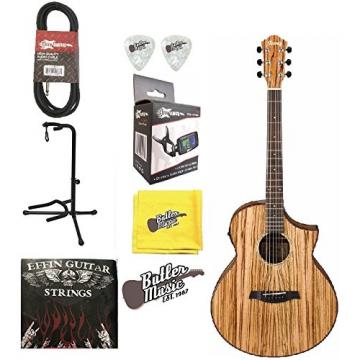 Ibanez Exotic Wood AEW40ZWNT A/E Zebrawood Guitar w/Effin Strings &amp; More