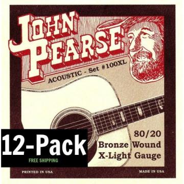 12-Pack! John Pearse 100XL Phosphor Bronze Acoustic Guitar Strings BULK