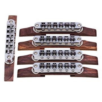 Yibuy Chrome 15mm Height 6 String Rosewood Archtop Jazz Guitar Tunomatic Bridge Guitar Parts Set of 5