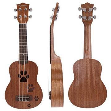 Kmise Soprano Ukulele Uke Hawaii Guitar 12 Frets 21 Inch with Bag and Tuner Mahogany
