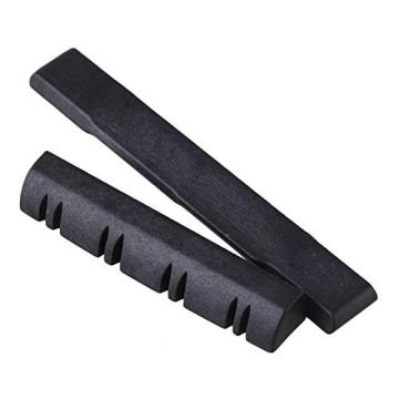 Yibuy 56x7.2x3mm Black PPS Plastic Steel Acoustic Uke String Bridge Saddles &amp; 38x7x5mm 8 Slotted Nut for Ukulele