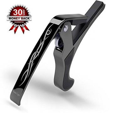 Guitar Capo Black &#9733; Best for Single-handed Quick Release Key Clamp Trigger for 6 String Acoustic, Bass, Classical, Electric, Ukulele and Banjo/mandolin. Works Perfectly with Yamaha, Gibson, Fender, and Ibanez. Backed By 30 Day Guarantee