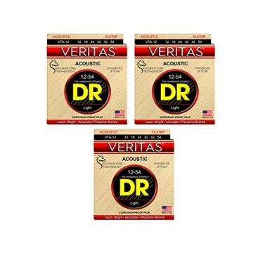 DR Strings VTA-12 VERITAS Acoustic Guitar String 12-54 Light 3-Pack