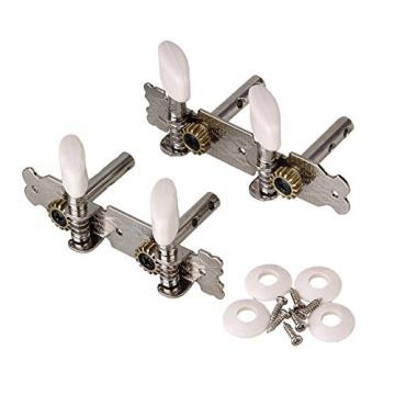 Yibuy Chrome 2R2L 4 Strings Tuners Tuning Pegs Keys Machine Heads for Classical Acoustic Guitar Pack of 2